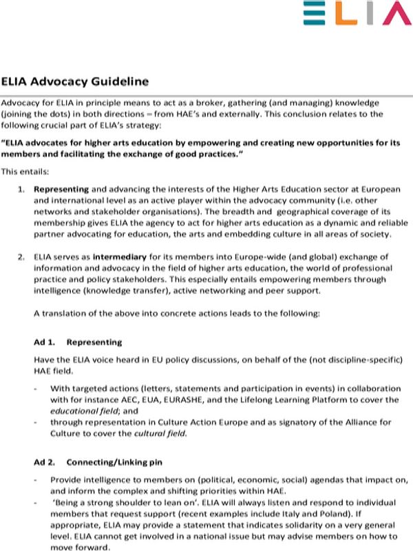 ELIA Еlia Advocacy Guideline 2018