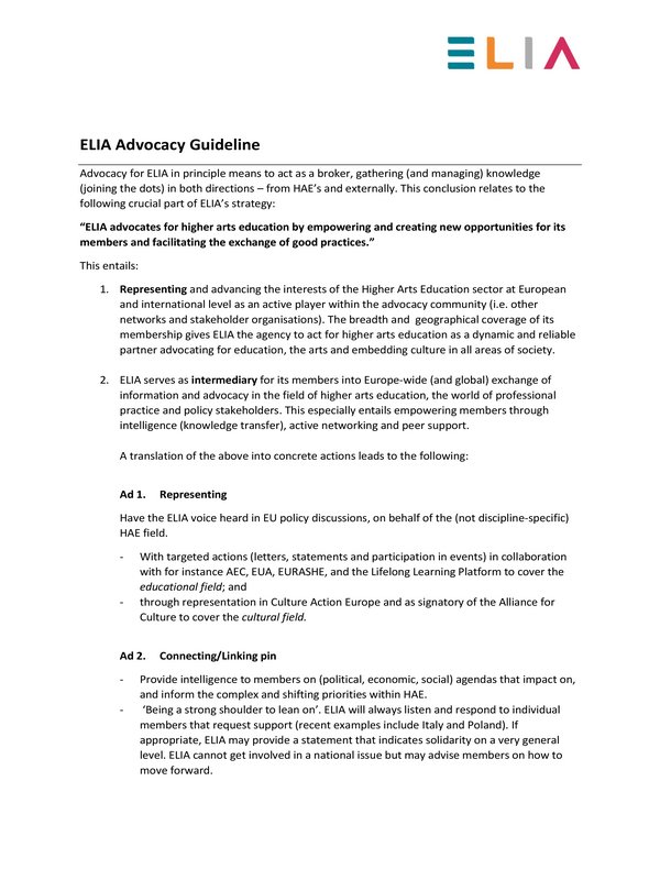 ELIA Еlia Advocacy Guideline 2018
