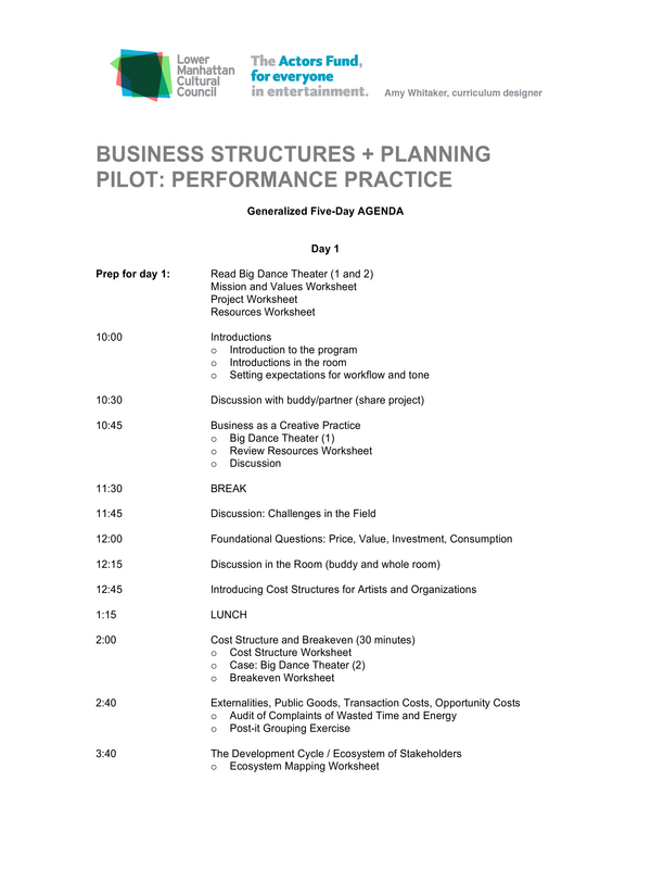 LMCC Actors Fund Pilot 5-Day Agendas 20161220