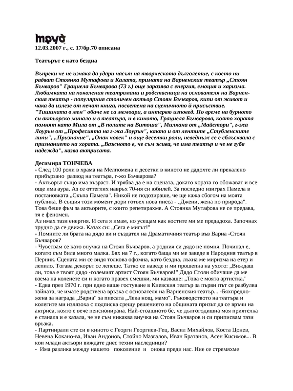Театърът е като бездна