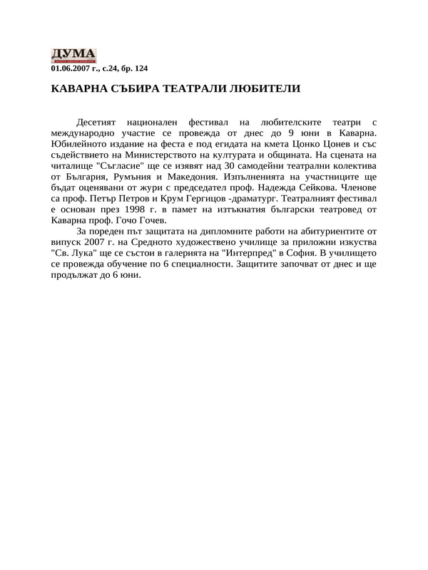 Каварна събира театрални любители