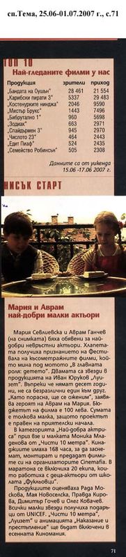 Мария и Аврам най-добри малки актьори