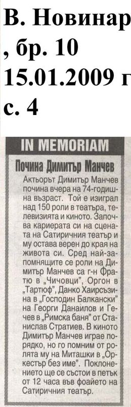 Почина Димитър Манчев