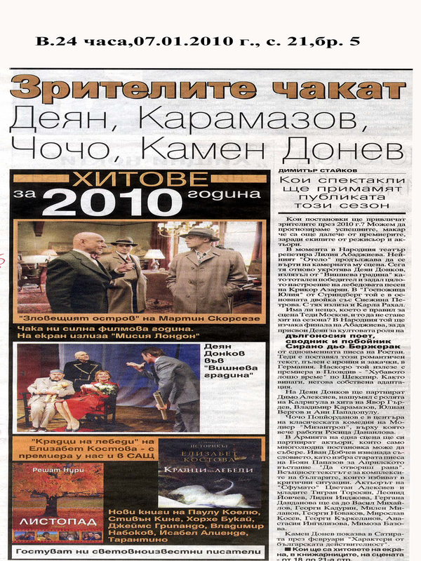 Зрителите чакан Деян, Карамазов, Чочо, Камен Донев