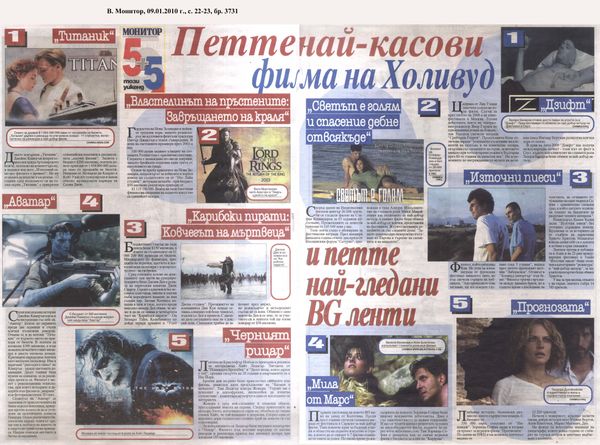 Петте най-касови филма на Холивуд