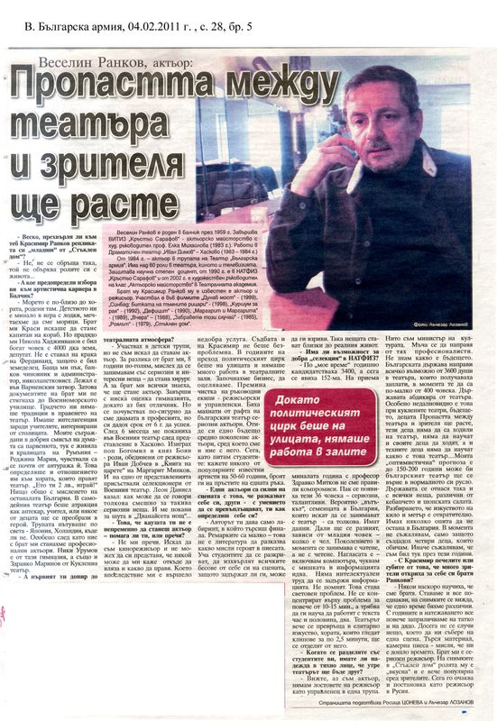 Пропастта между театъра и зрителя ще расте