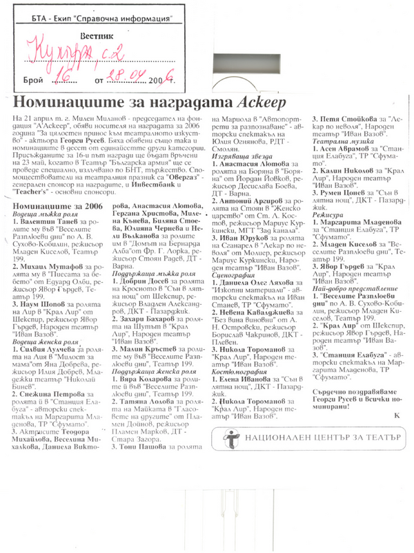 Номинации Аскеер 2006