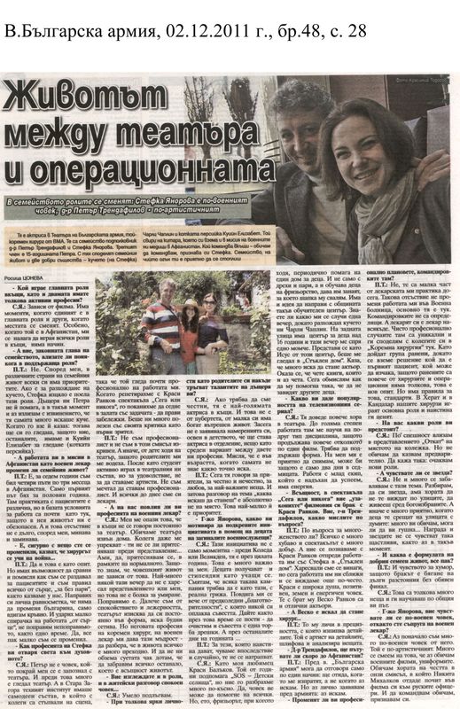 Животът между театъра и операционната