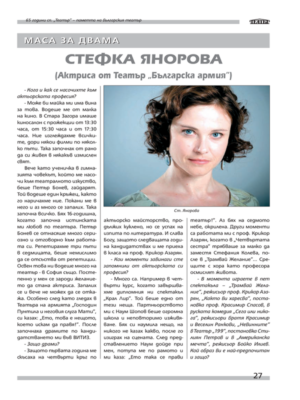 [Интервю] с актрисата от театър ''Българска армия''