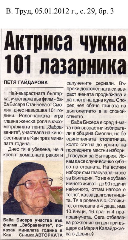 Актриса чукна 101 лазарника