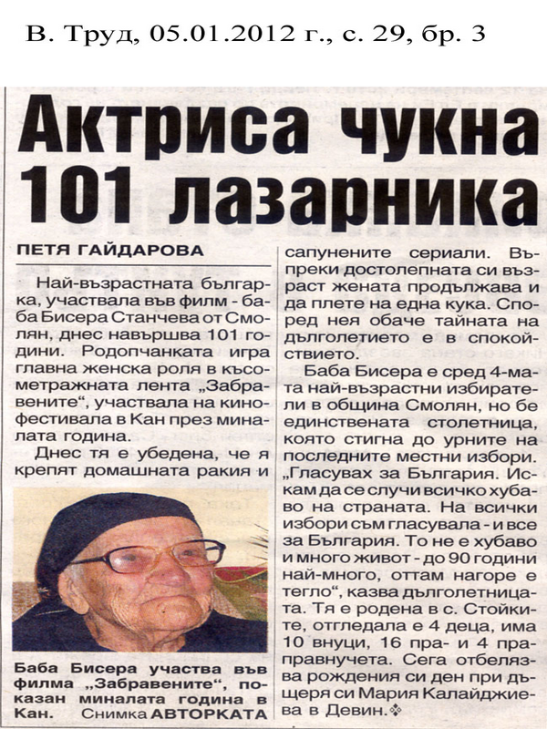 Актриса чукна 101 лазарника