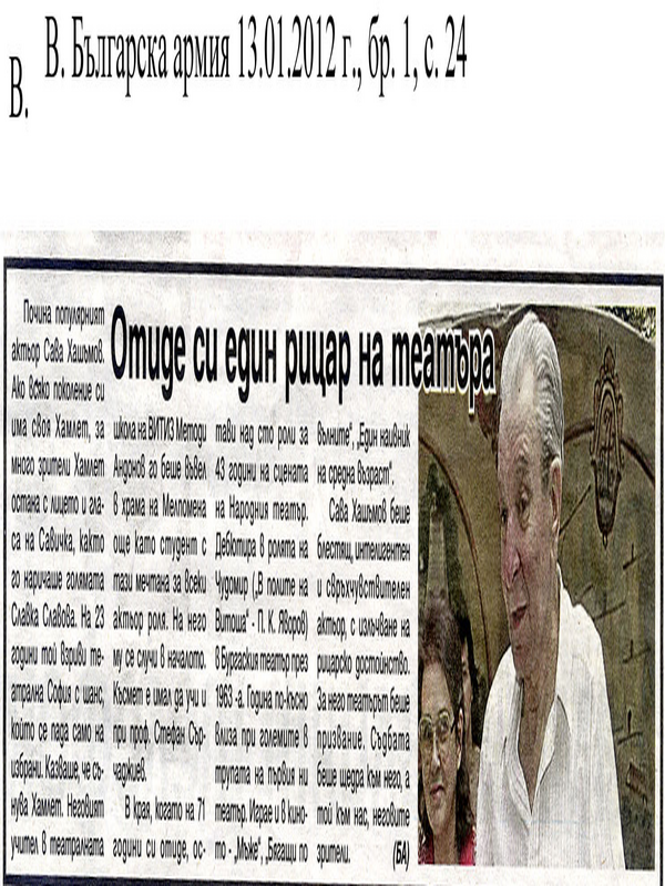 Отиде си един рицар на театъра