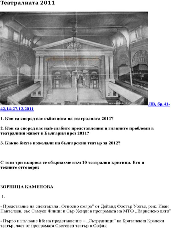 Каква беше театралната 2011
