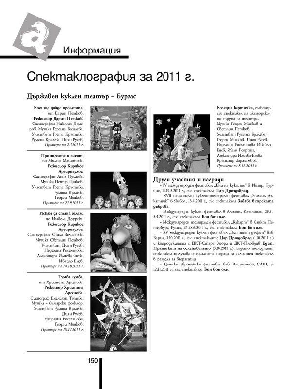 Спектаклография за 2011 г.