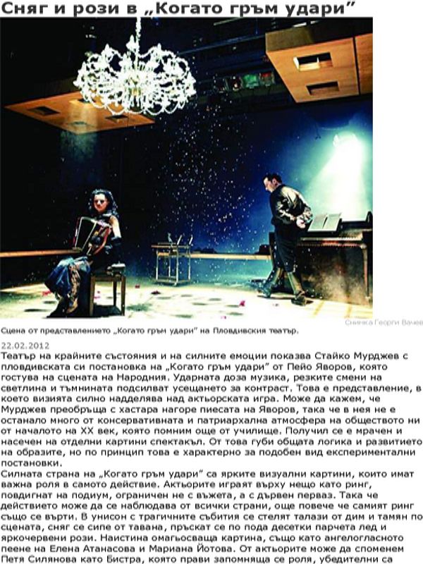 Сняг и рози в ''Когато гръм удари''