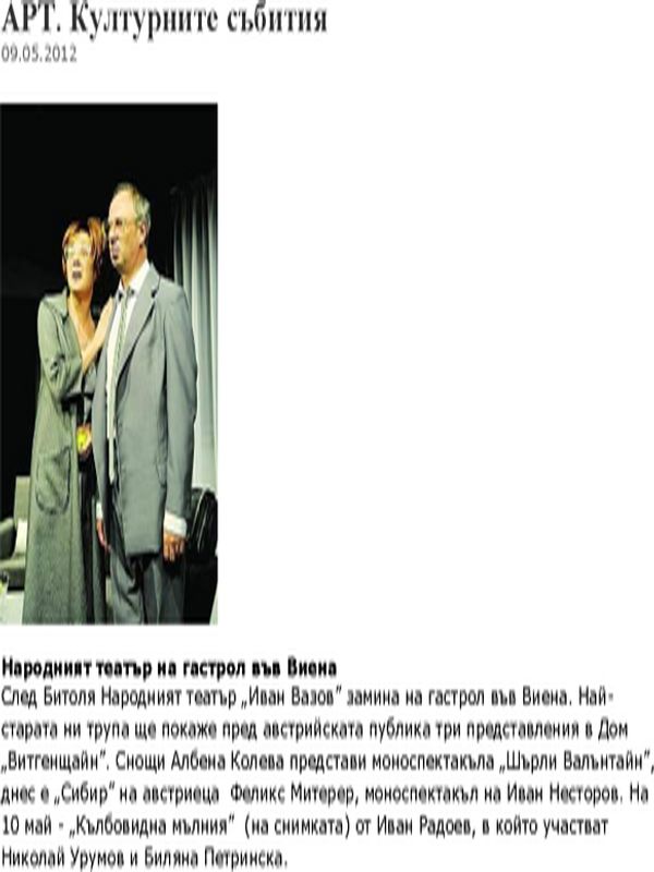 Народният театър на гастрол във Виена