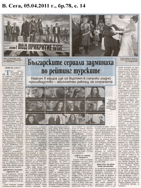 Българските сериали задминаха по рейтинг турските