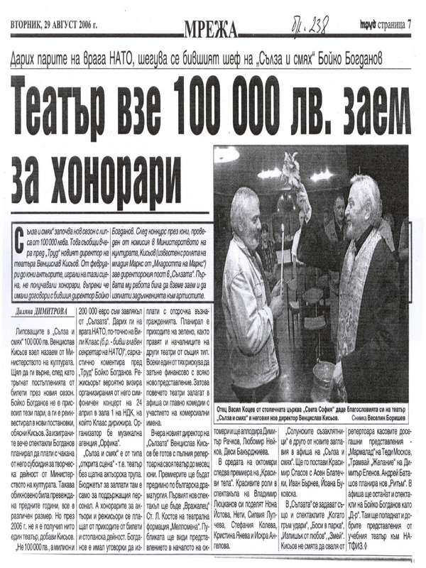 Театър взе 100 000 лв. заем за хонорари