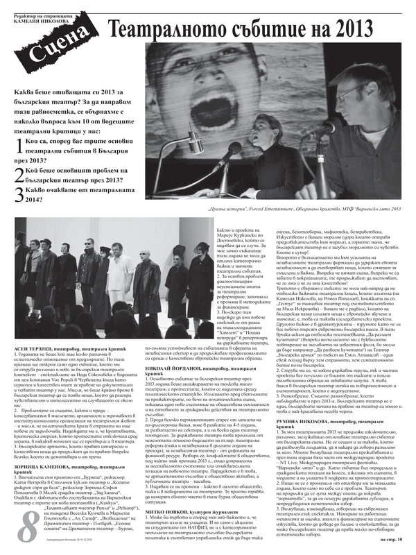 Театралното събитие на 2013