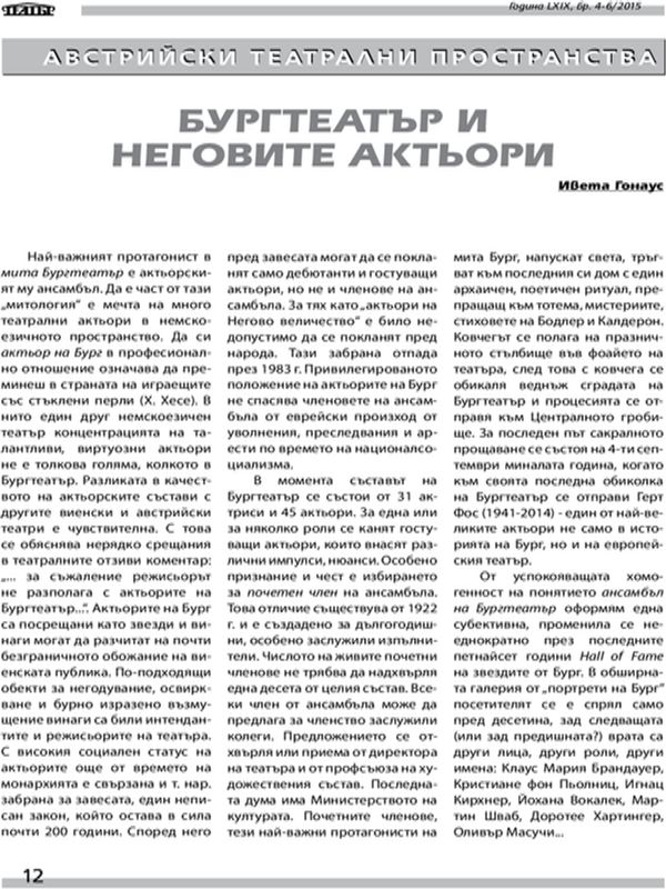 Бургтеатър и неговите актьори