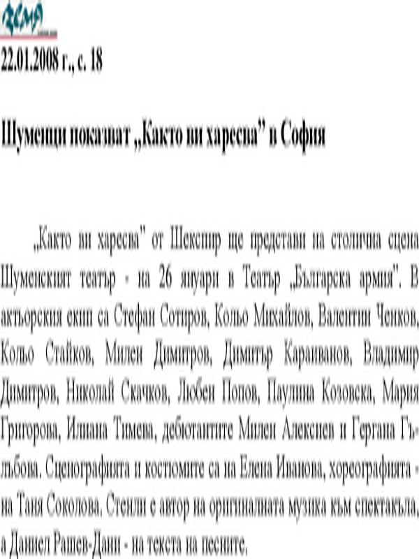 Шуменци показват "Както ви харесва" в София