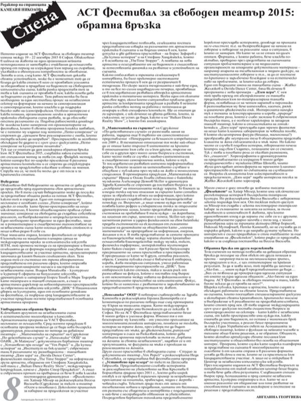 ACT Фестивал за свободен театър 2015: обратна връзка