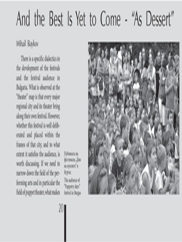 And the Best Is Yet to Come - "As Dessert"