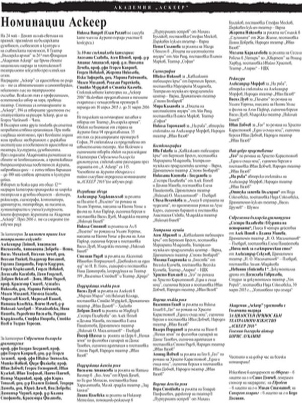 Номинации  Аскеер