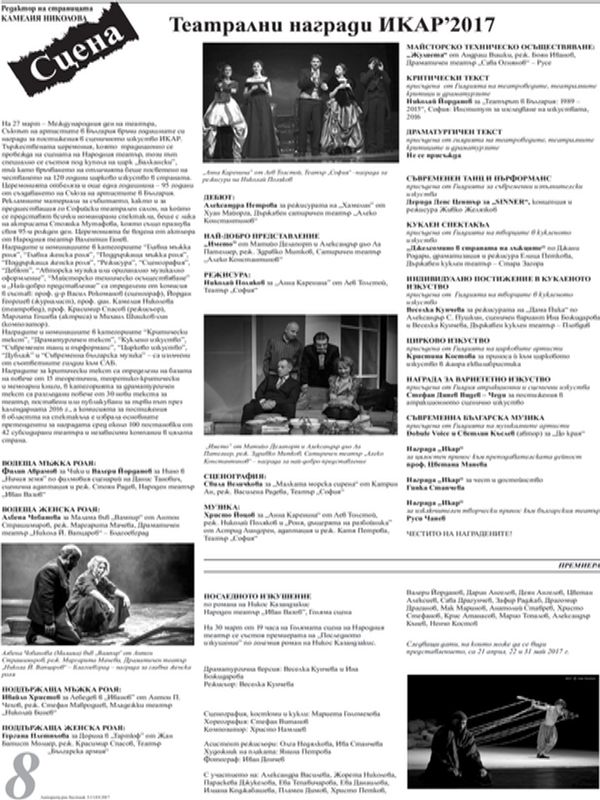 Театрални награди Икар 2017