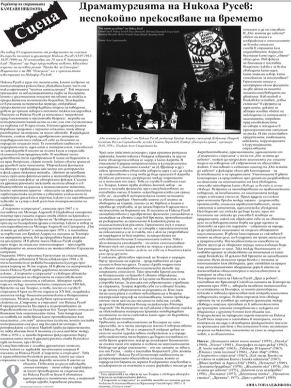 Драматургията на Никола Русев: неспокойно прекосяване на времето