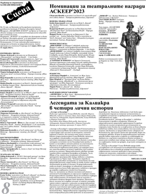 Номинации за театралните награди Аскеер'2023