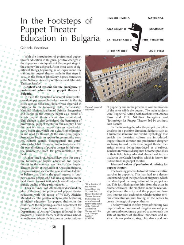 In the footsteps of puppet theater education in Bulgaria