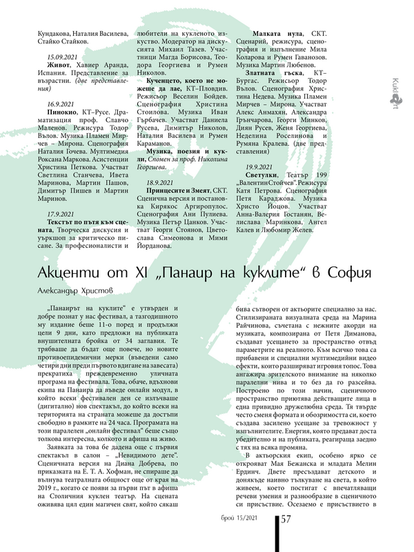 Акценти отХI "Панаир на куклите" в София