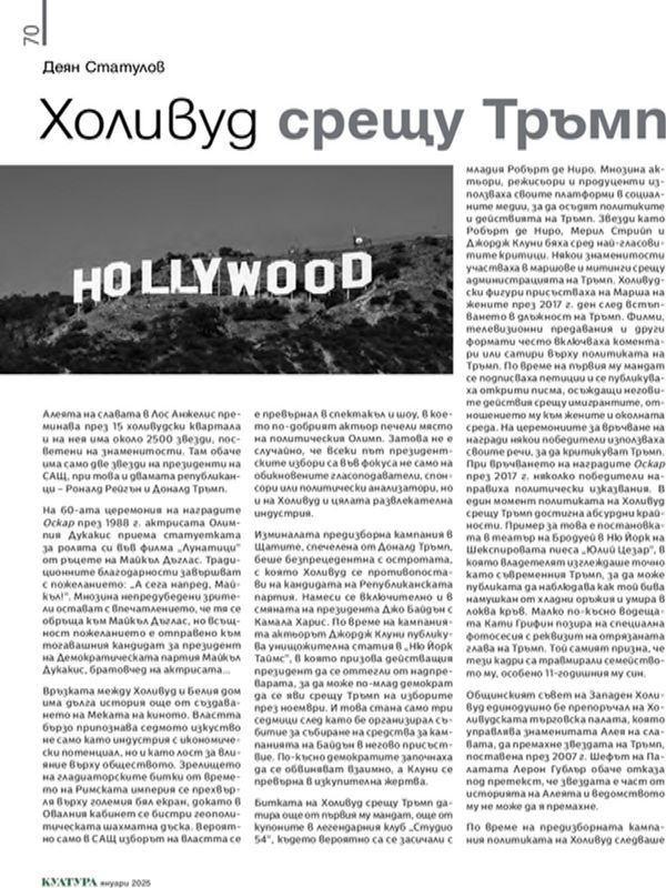 Холивуд срещу Тръмп