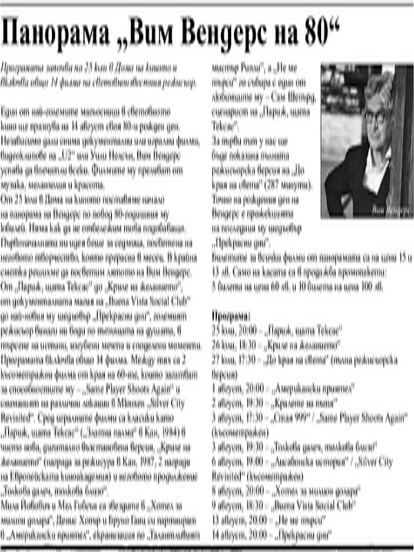 Панорама "Вим Вендерс на 80"